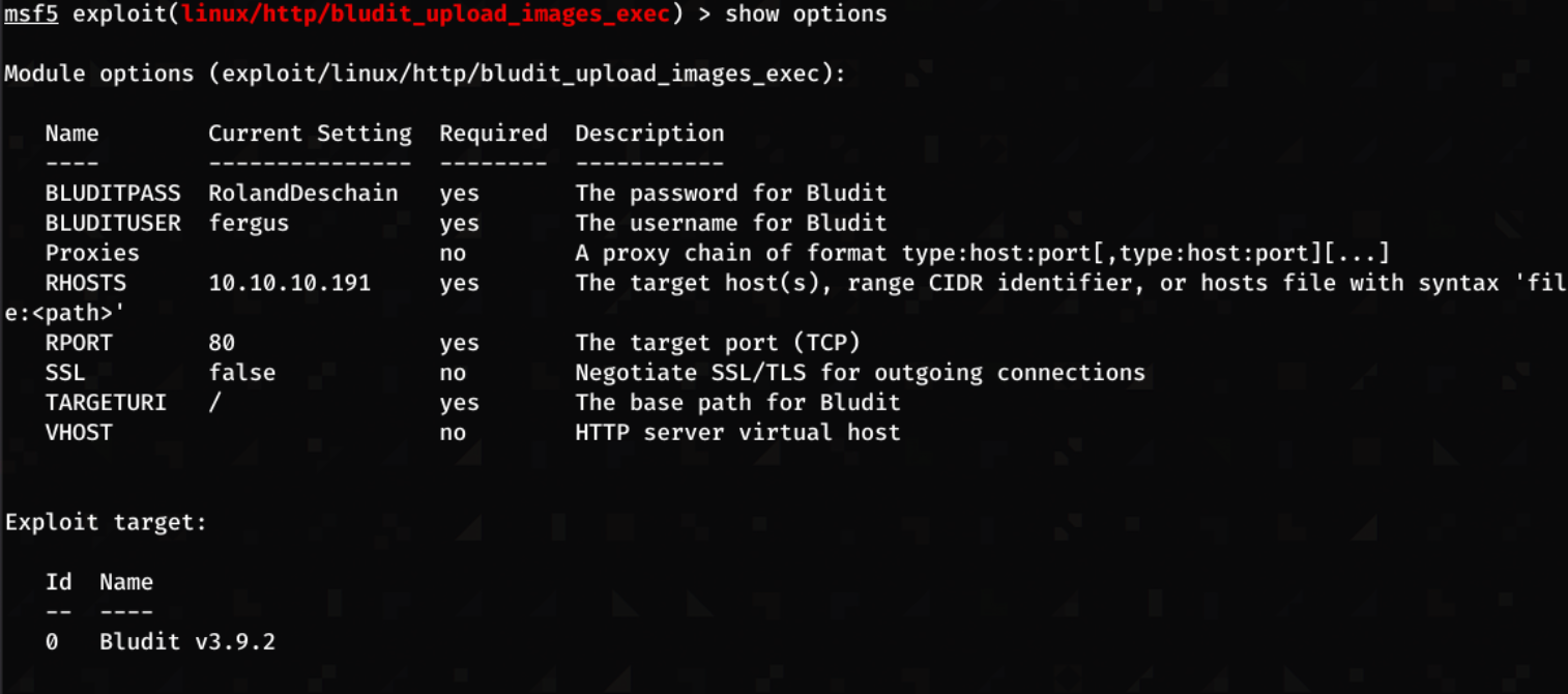 Metasploit Module Options